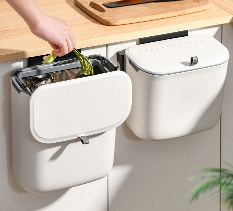 Papelera de Cocina Estilo Nórdico Montada en la Pared con Tapa