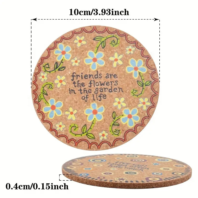 Posavasos de Corcho Redondo y Colorido - Absorbente y Antideslizante