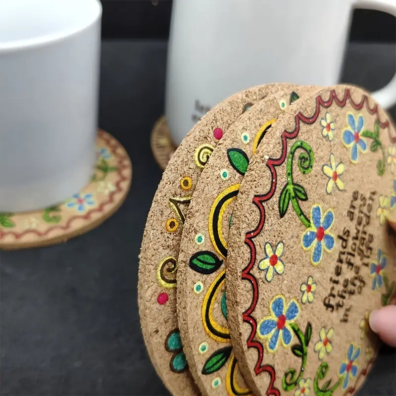 Posavasos de Corcho Redondo y Colorido - Absorbente y Antideslizante
