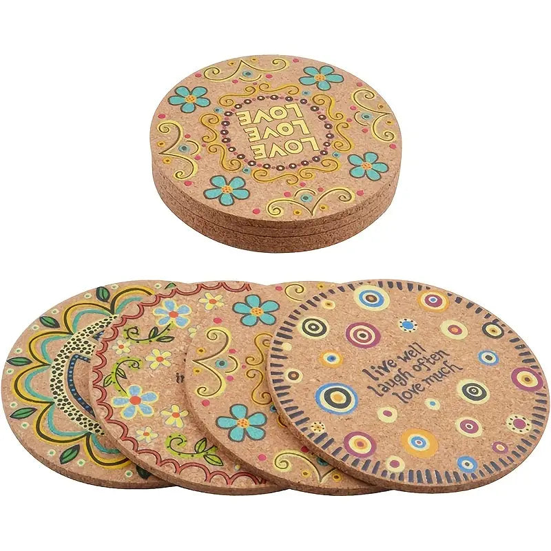 Posavasos de Corcho Redondo y Colorido - Absorbente y Antideslizante